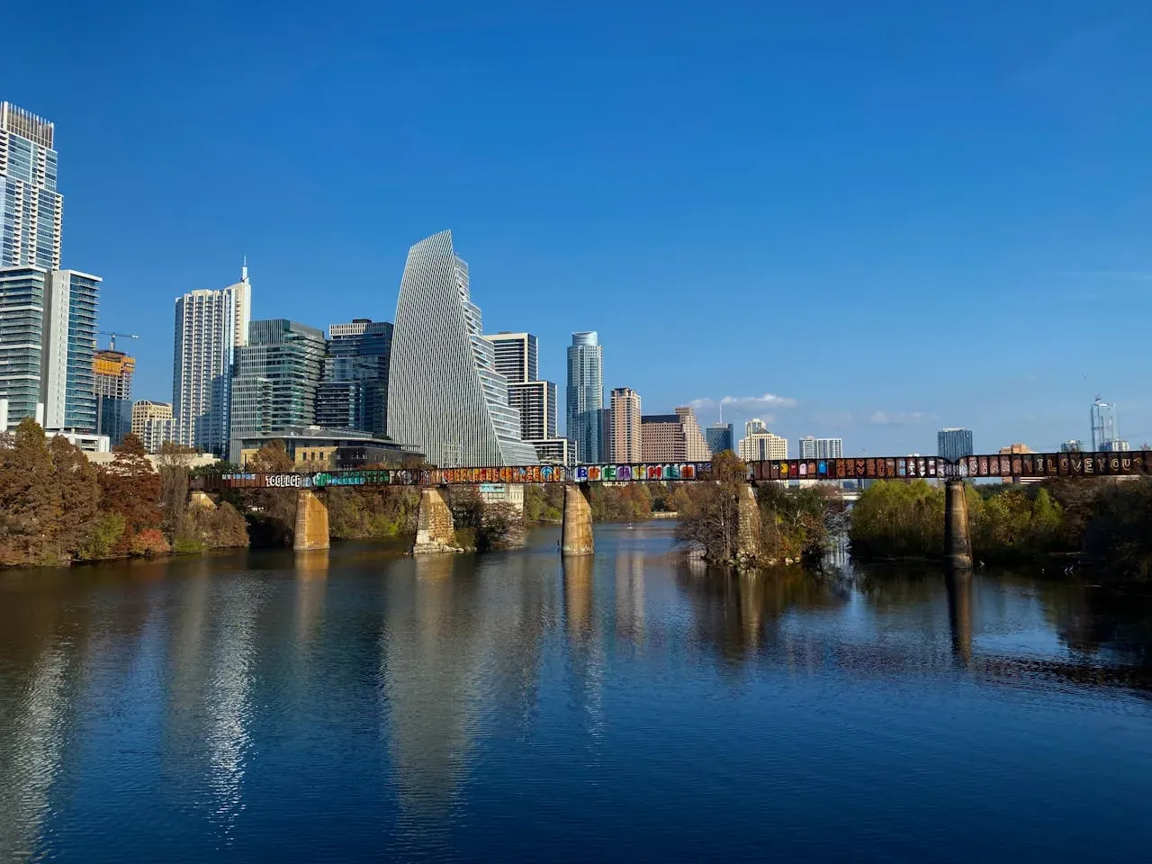 Aerial view of Austin, Texas skyline at dusk showing the downtown tech district